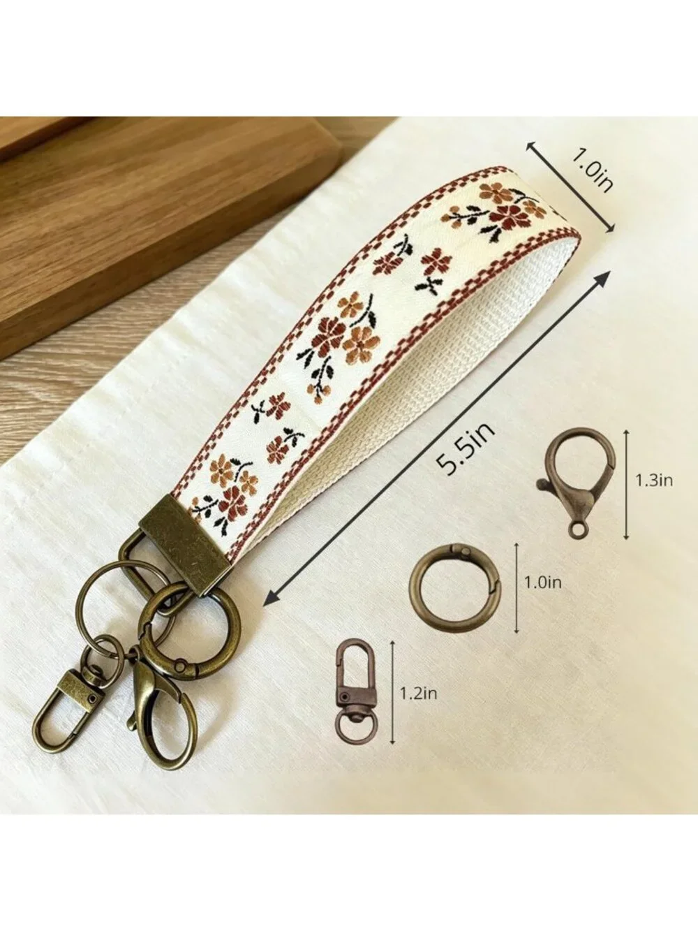Boho Vintage Embroidered Keychain Wristlet for Women - Chic Accessory & Gift